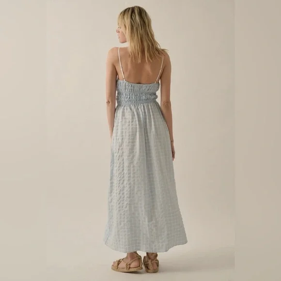 Blue and White Gingham Maxi Dress with Bows - Picture 4 of 4
